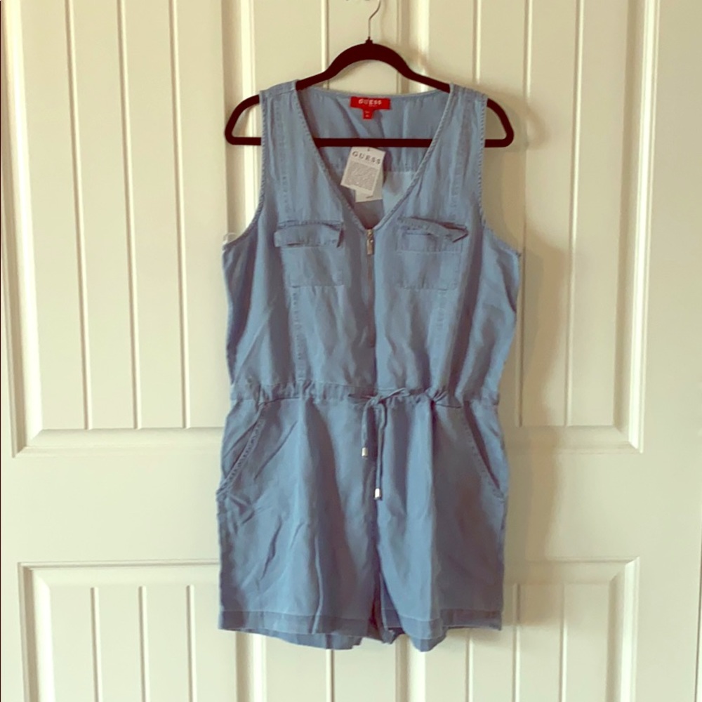 Guess Light Wash Romper in XL NEW WITH TAGS